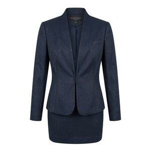 NEW Hilton Hollis Size 12 Blue Textured Skirt Suit Blazer Set MRSP $545 - CJ